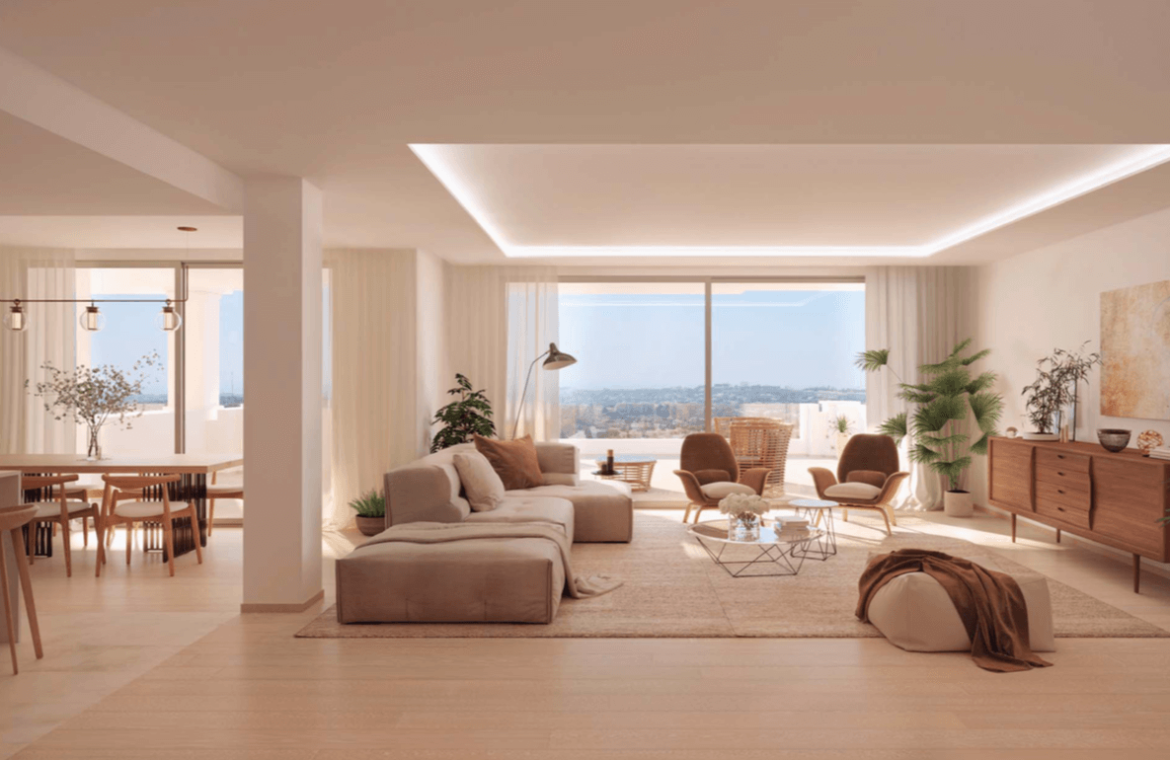 nine lions residences appartementen penthouses te koop nueva andalucia leefruimte
