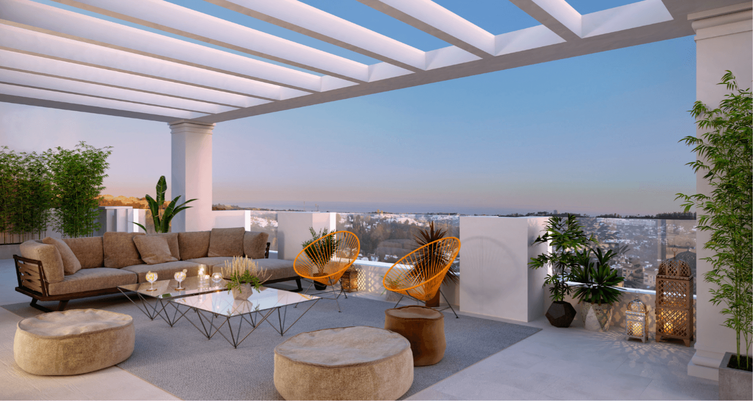 nine lions residences appartementen penthouses te koop nueva andalucia terras