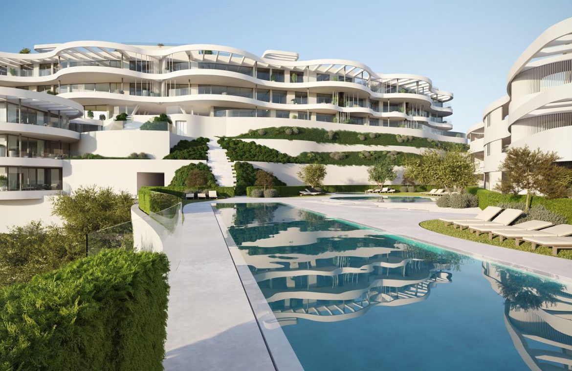 the view marbella zeezicht panoramisch zicht futuristisch modern nieuwbouw benahavis luxe exclusief concierge appartement golf buitenzwembad