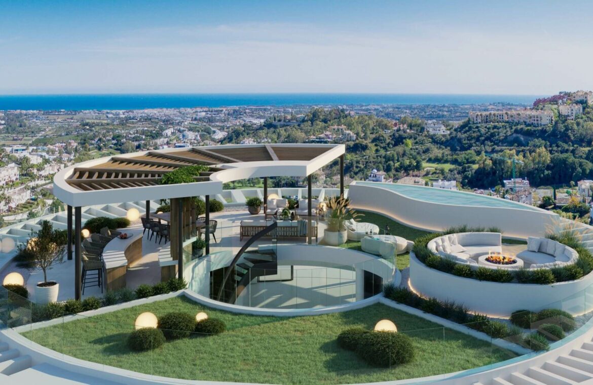 the view vamoz marbella zeezicht panoramisch zicht futuristisch modern nieuwbouw benahavis spanje costa del sol luxe exclusief concierge appartement dakterras