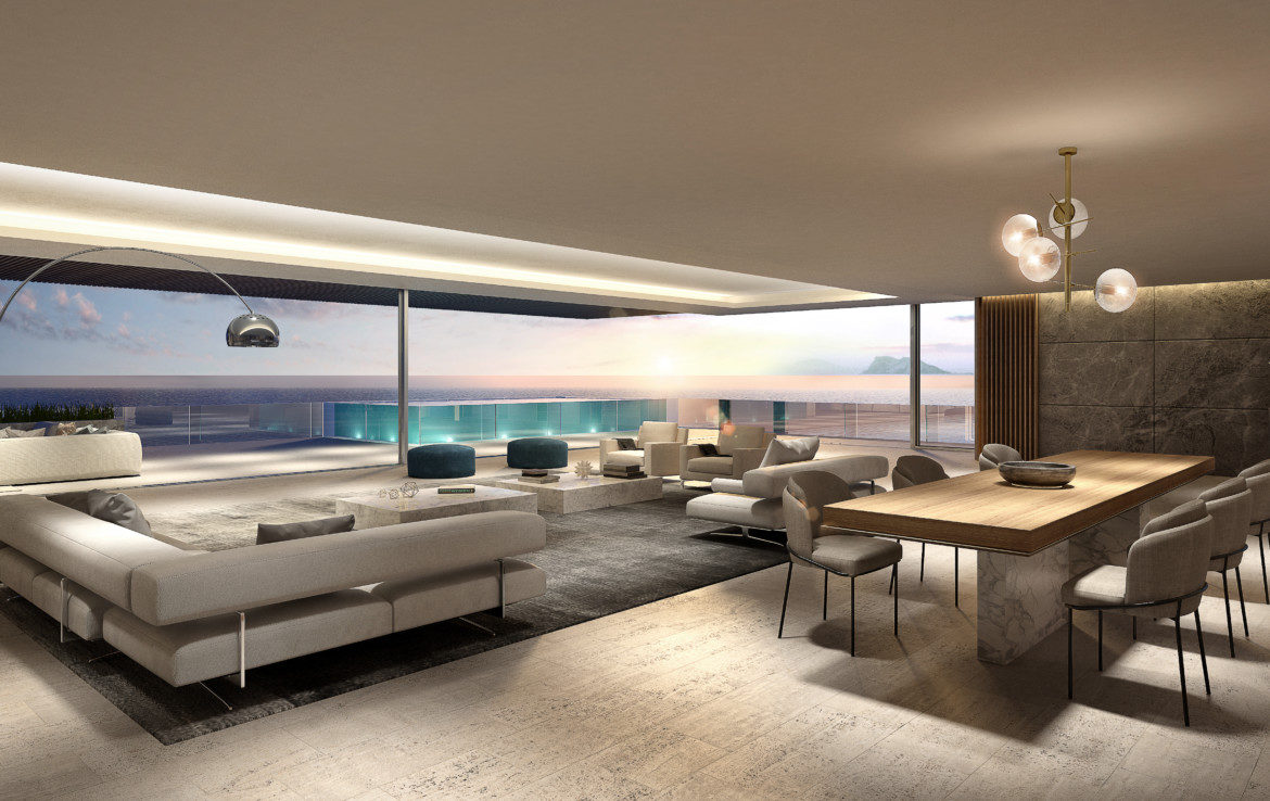 ikkil bay estepona costa del sol eerstelijns strand luxe appartement te koop zeezicht kleinschalig salon
