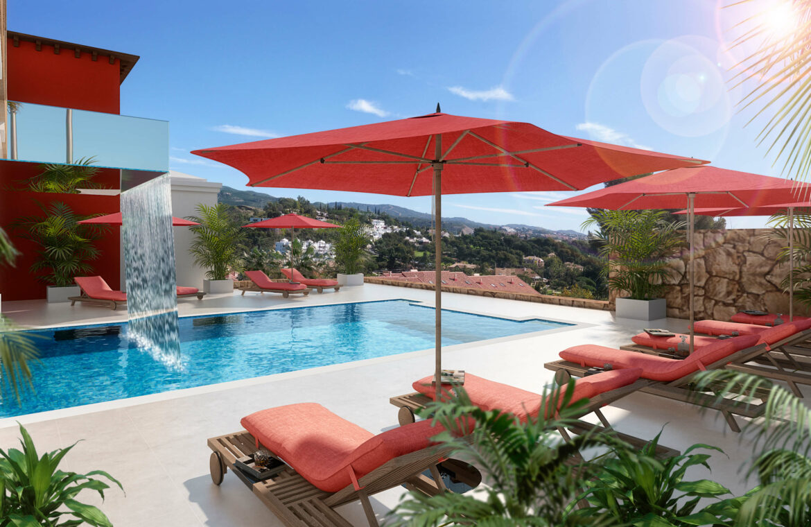 la cornisa rio real golf kleinschalig nieuwbouw appartement te koop costa del sol marbella vamoz zwembad