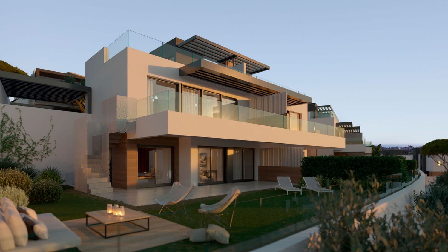 serene atalaya golf estepona costa del sol huis kopen nieuwbouw zeezicht wandelafstand modern