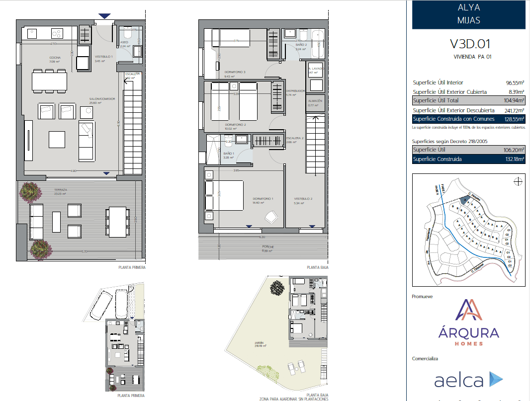 Alya Mijas Costa del Sol Spanje te koop huis townhouse Vamoz Marbella nieuwbouw grondplan V3D.01