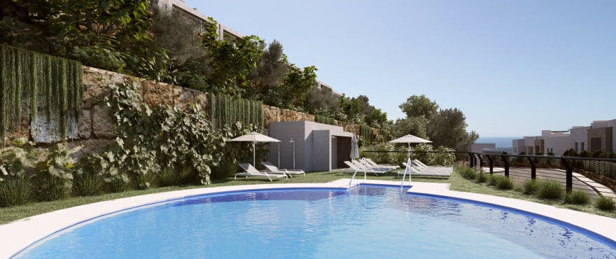 almazara views townhouses istan vamoz marbella spanje nieuwbouw modern kleinschalig zeezicht zwembad