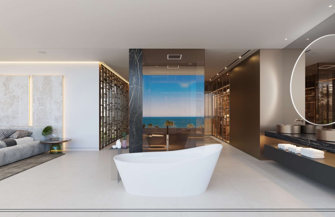 nieuwbouw villa kopen golden mile vamoz marbella spanje luxe zeezicht badkamer