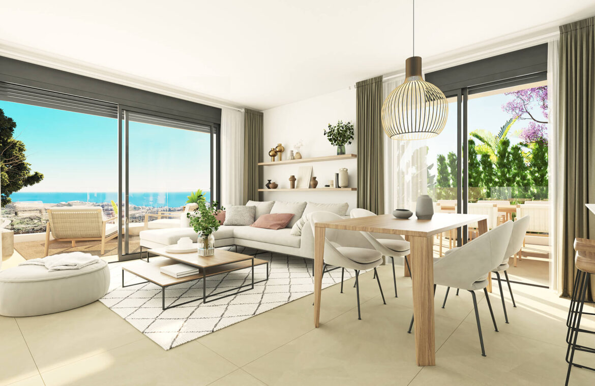 calanova collection golf appartement kopen mijas vamoz marbella costa del sol spanje zeezicht leefruimte