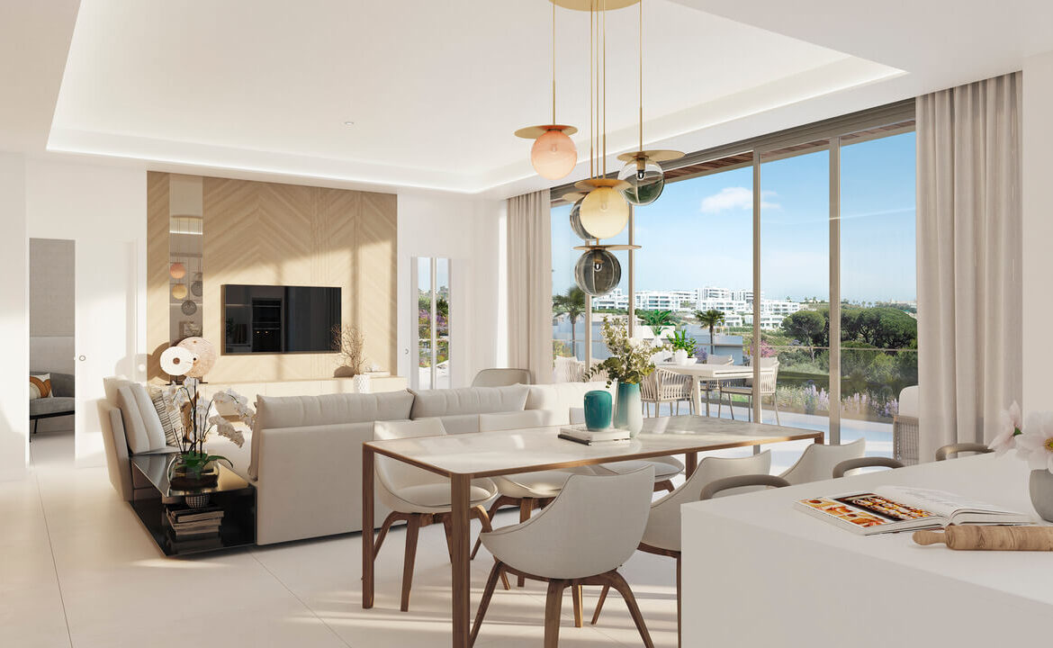 santa clara homes eerstelijns golf appartementen penthouses nieuwbouw te koop vamoz marbella leefruimte