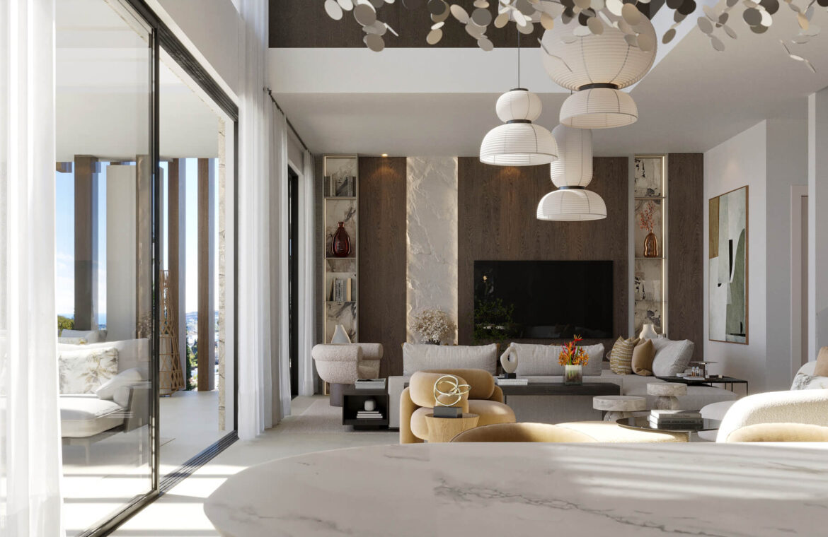 ocyan nieuwbouw villa kopen new golden mile vamoz marbella costa del sol natuur zeezicht dubbelhoge plafonds