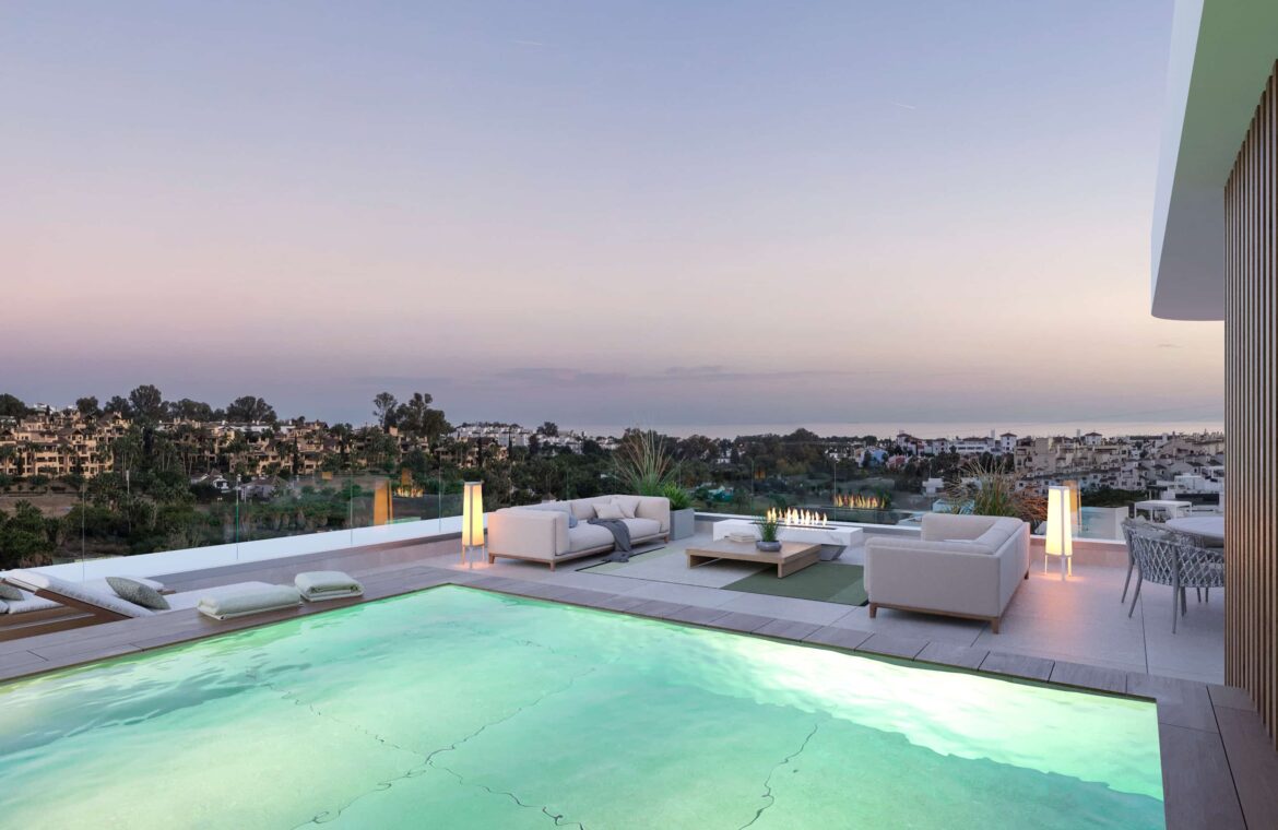 lyra residences nieuwbouw huizen woningen te koop el campanario vamoz marbella golf fitness spa zwembad panoramisch zicht solarium