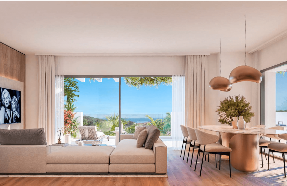 amaranta casares golf appartement penthouse nieuwbouw kopen vamoz marbella zeezicht wandelafstand strand salon