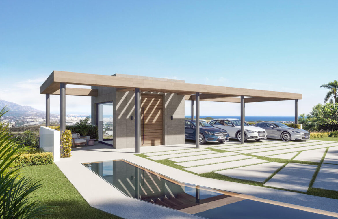 cerrado hills nieuwbouw eerstelijns golf villa kopen lagunas mijas vamoz marbella zeezicht carport