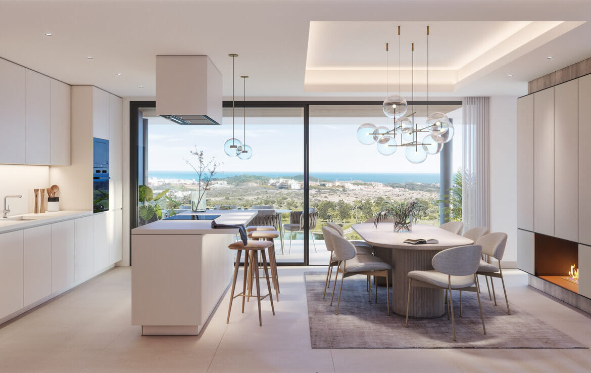 cerrado hills nieuwbouw eerstelijns golf villa kopen lagunas mijas vamoz marbella zeezicht keuken